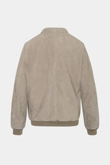 LIGHT GREY SUEDE BOMBER JACKET
