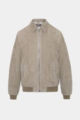 LIGHT GREY SUEDE BOMBER JACKET