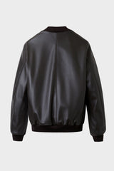 DARK BROWN LEATHER BOMBER JACKET