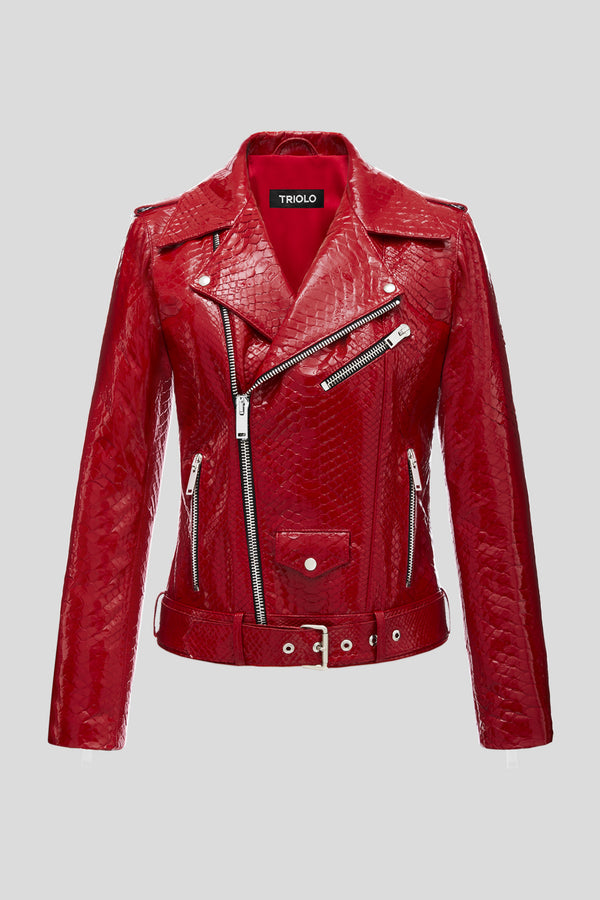 RED PATENT CHIODO JACKET