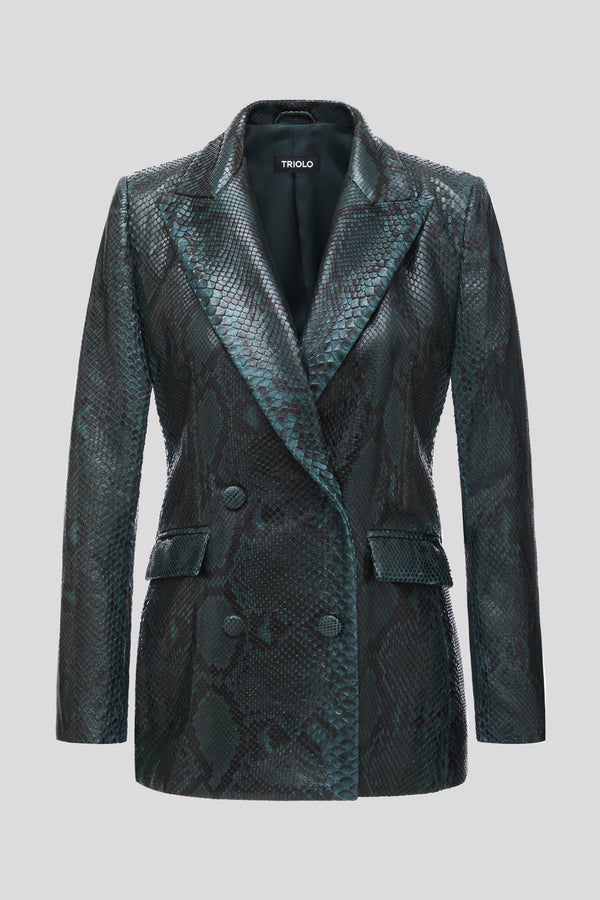 GREEN STAINED PYTHON DOUBLE-BREASTED JACKET