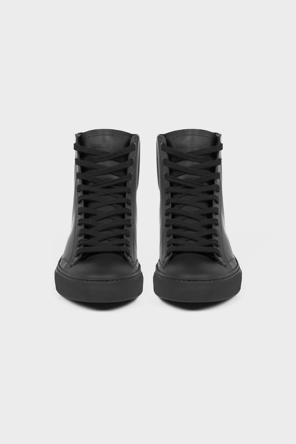 RUBBERIZED BLACK HIGH TOP SNEAKERS