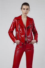 RED PATENT CHIODO JACKET