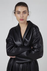 CAPPOTTO IN PELLE NERA