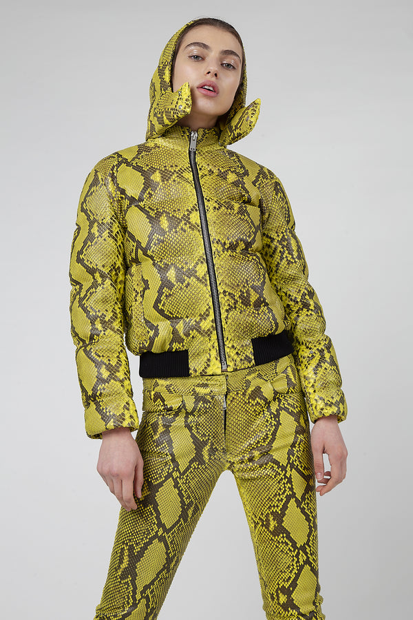 YELLOW STAINED PYTHON DOWN JACKET