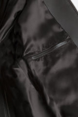 DARK BROWN LEATHER BOMBER JACKET