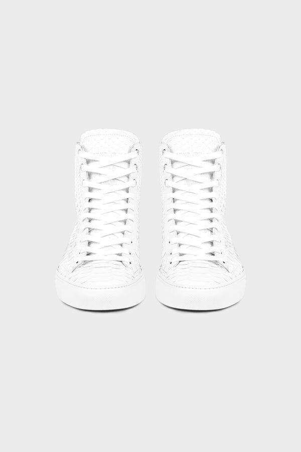 WHITE PYTHON HIGH TOP SNEAKERS