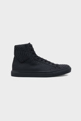 RUBBERIZED BLACK PYTHON HIGH TOP SNEAKERS