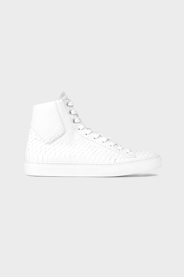 WHITE PYTHON HIGH TOP SNEAKERS