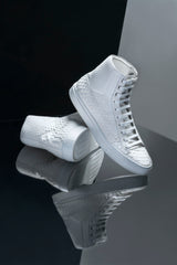 WHITE PYTHON HIGH TOP SNEAKERS