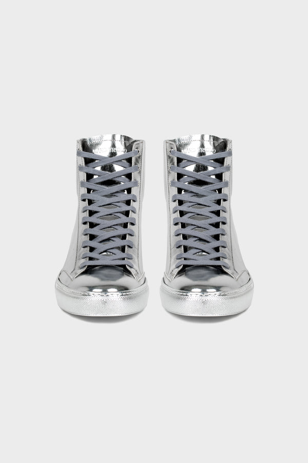MIRROR SILVER HIGH TOP SNEAKERS