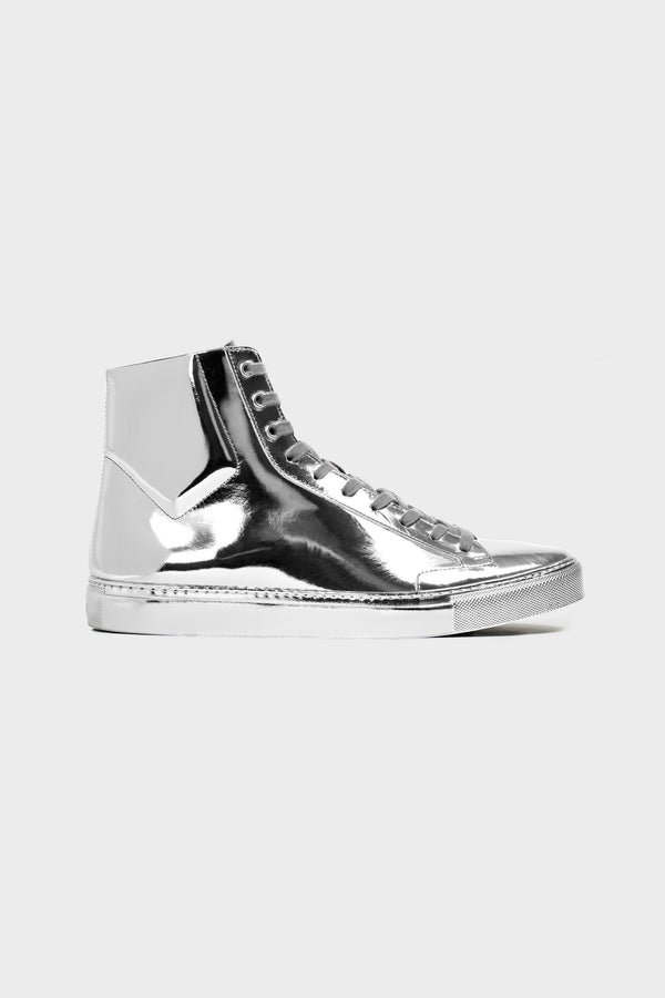 MIRROR SILVER HIGH TOP SNEAKERS