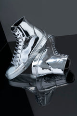 MIRROR SILVER HIGH TOP SNEAKERS