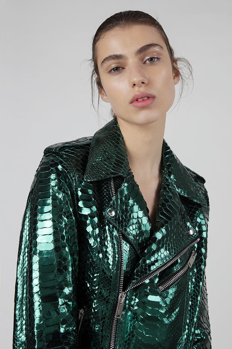 MIRROR GREEN PYTHON CHIODO JACKET