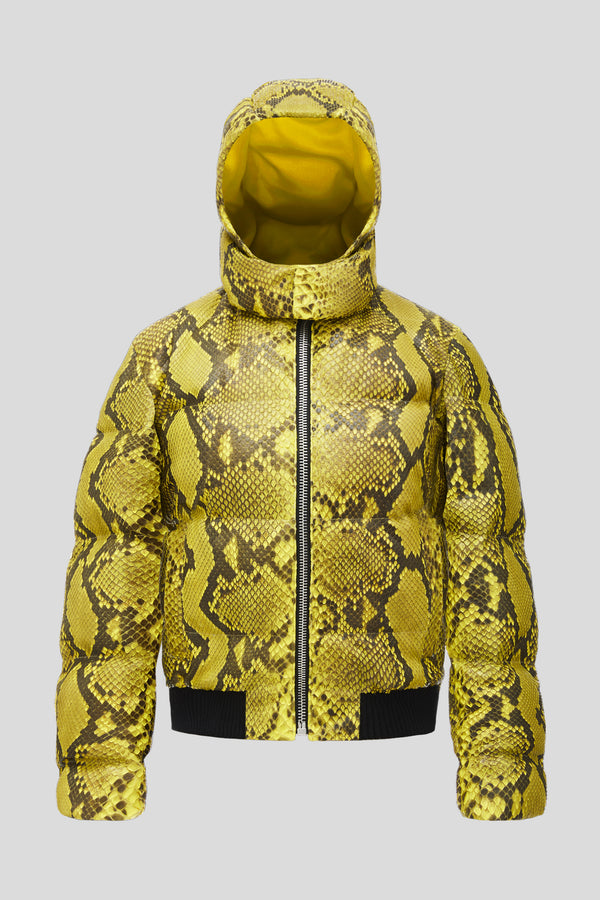 YELLOW STAINED PYTHON DOWN JACKET