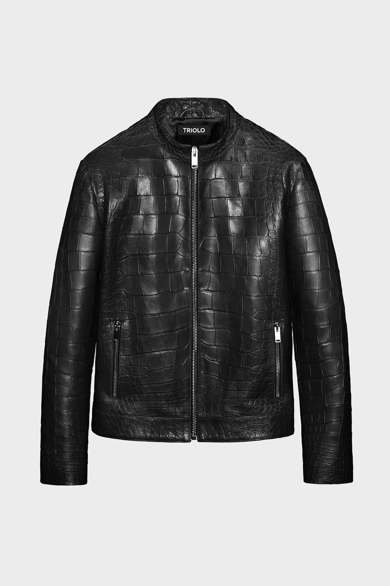 BLACK CROCO BIKER JACKET